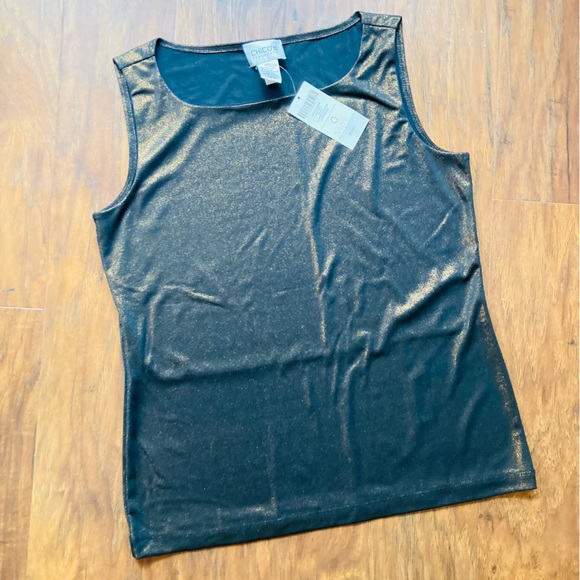 Chico’s Liquid Shimmer High Neck Tank - Picture 1 of 3